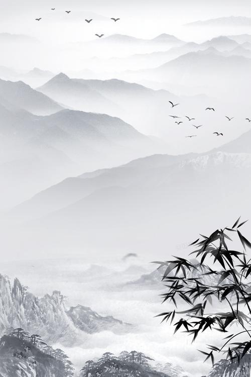 山水背景-52书法博客